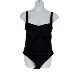 Unbranded Swimsuit One Piece Black Ruched Twist Front Padded XXL